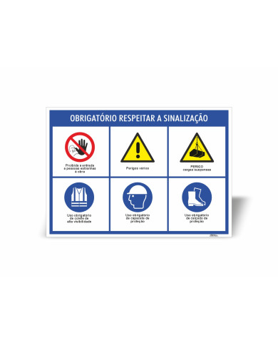 Placa Obrigatório Respeitar a Sinalização para estaleiros