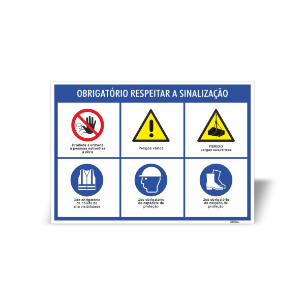 Placa Obrigatório Respeitar a Sinalização para estaleiros