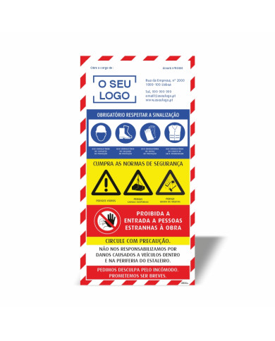 Placa Sinalética Entrada de Estaleiro 50x100cm