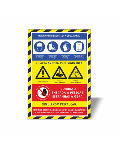 Placa Sinalética Entrada de Estaleiro 70x100cm