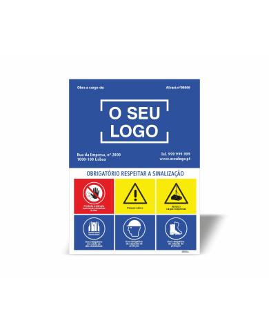 Identificação em Obra com Sinalização de Segurança POV04 - Vertical