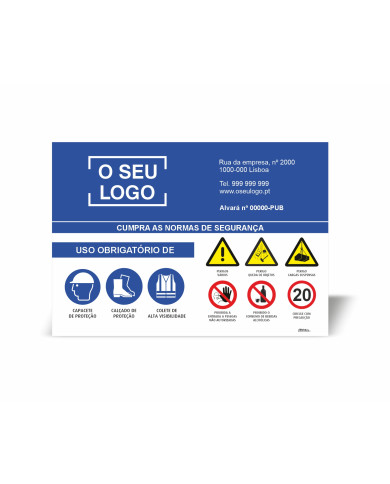 Placa de Identificação estaleiro com Normas de segurança
