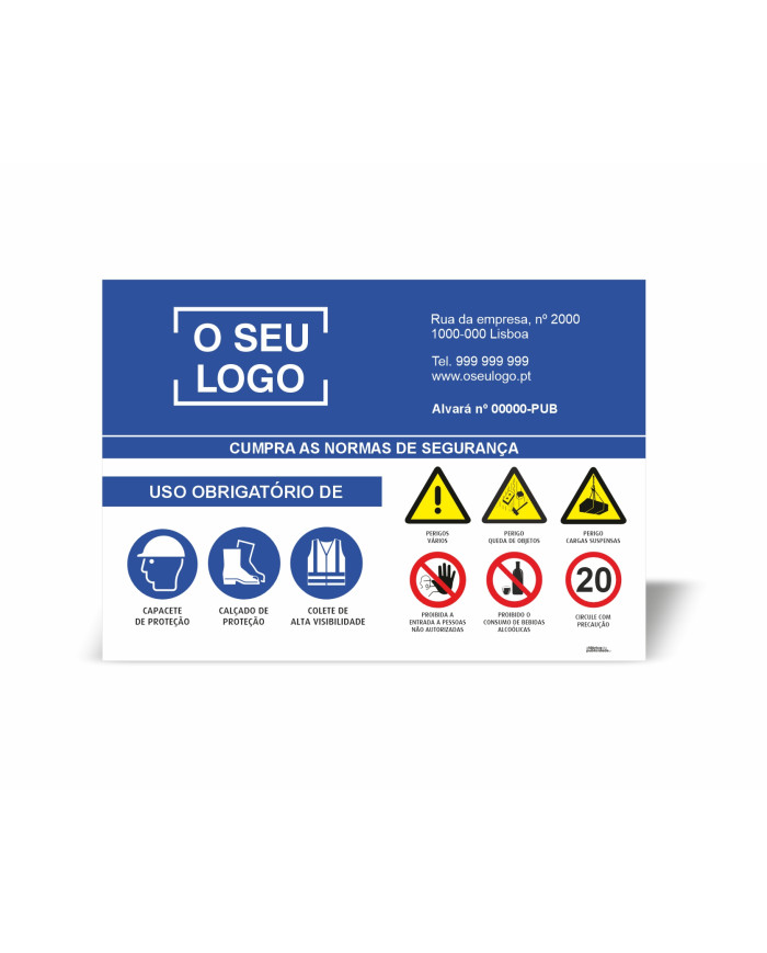 Placa de Identificação estaleiro com Normas de segurança