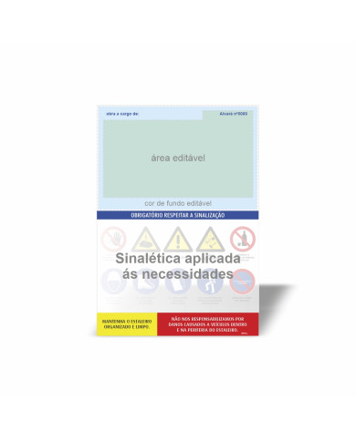 Placa de Obra c/ sinalética de segurança aplicada às necessidades (Vertical)