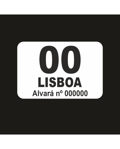Dístico Autocolante Alvará para Táxi