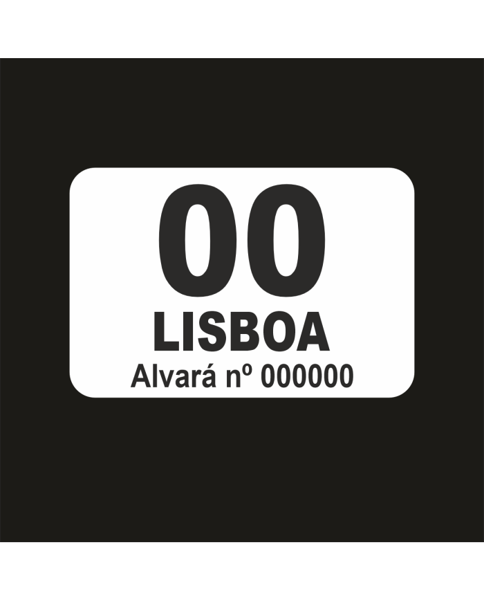 Dístico Autocolante Alvará para Táxi