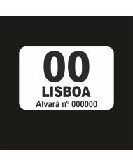 Dístico Autocolante Alvará para Táxi