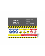 Placa Identificação Obra com sinalética segurança com listado