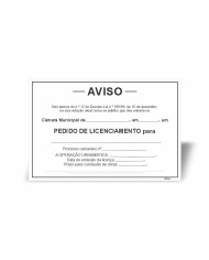 Placa de Aviso - Pedido de Licenciamento de operações urbanísticas - Anexo XIX
