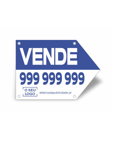 Placa Imobiliária tipo seta 750x525mm